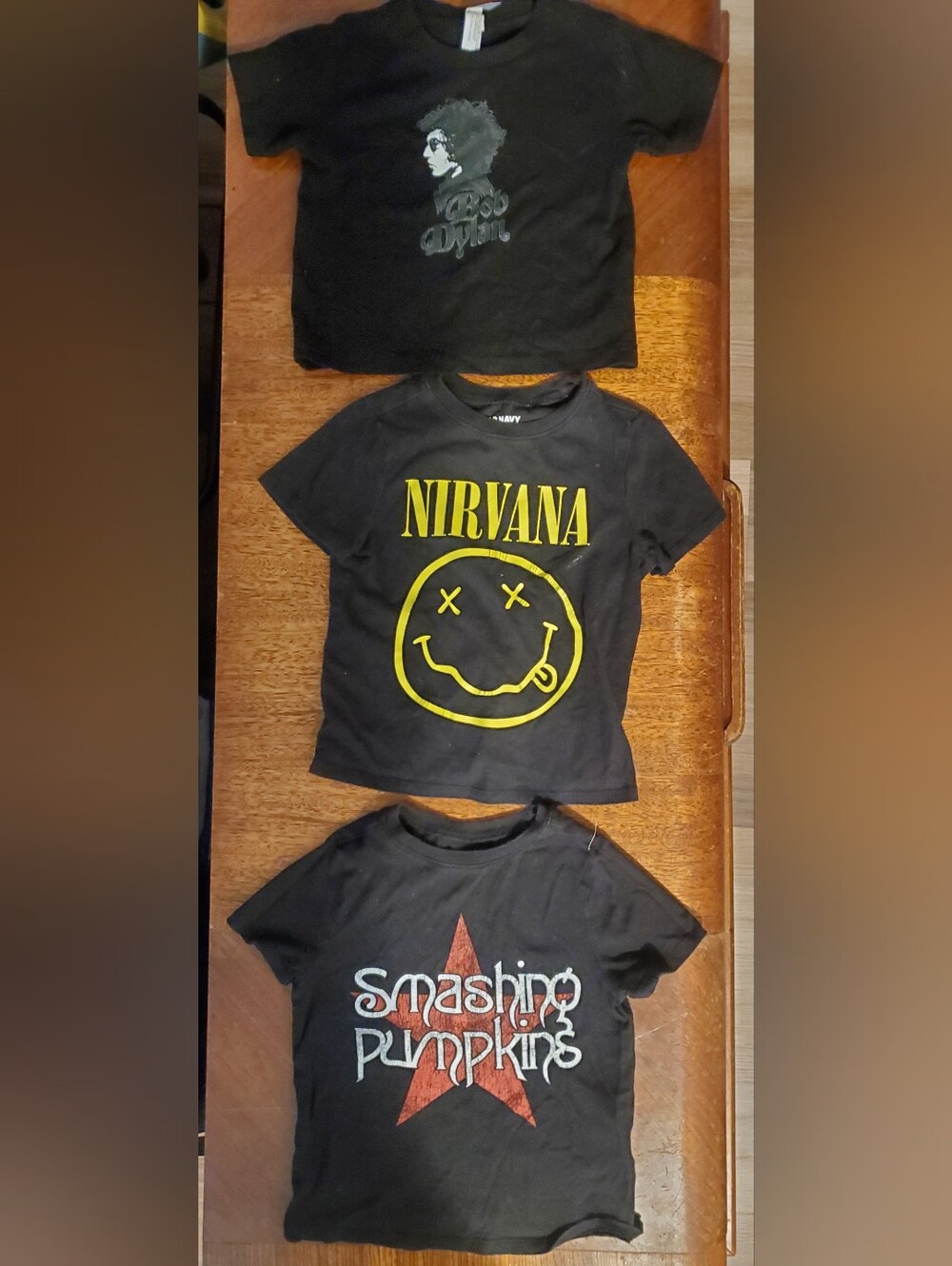 3t Black Band Shirts, Nirvana, Smashing Pumpkins, Bob Dylan-